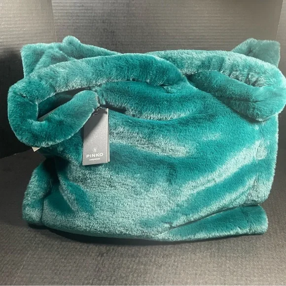 GREAT GIFT! HOST PICK!! BNWT Pinko Debossed faux fur plush tote green PRICE FIRM - Picture 4 of 16